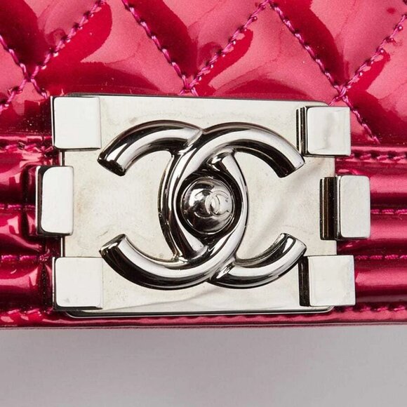 Chanel Pink Quilted Patent Leather Small Boy Bag - Picture 6 of 10